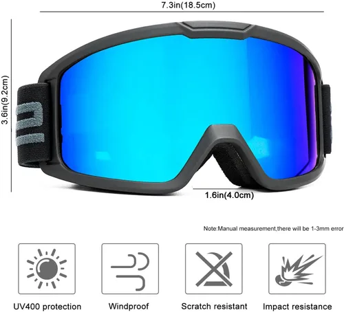 Miniatura 2 de SPOSUNE Gafas de esquí y nieve, resistentes al viento, antivaho, protección UV para hombres y mujeres, motocross, motocicleta, ATV, todoterreno, OTG