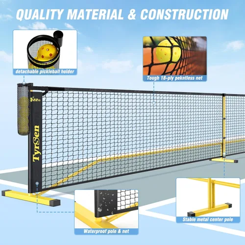Miniatura 6 de Portable Pickleball Net for Driveway, 22 FT Regulation Size & 11 FT Half Court Size Pickle Ball Net with Ball Collector, 2-in-1 Pickle Ball Net with