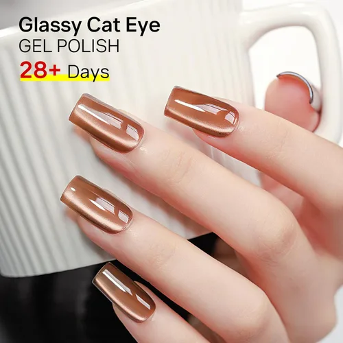 Miniatura 5 de MIZHSE Esmalte de uñas de gel de ojo de gato de 8 colores, juego de esmaltes de gel magnético con purpurina con barra magnética, holográfico Gel
