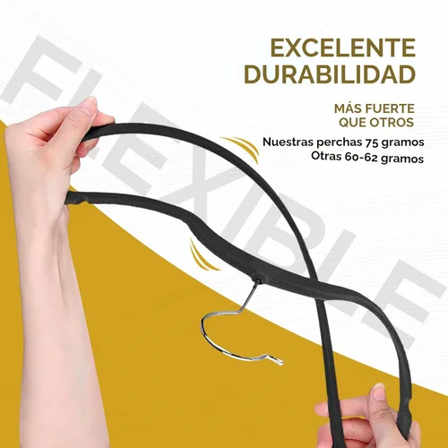 Miniatura 8 de Techzoo 50 unidades de perchas de terciopelo de alta calidad ultra finas antideslizantes para adultos de fieltro que ahorran espacio para armario