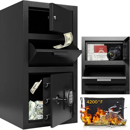 Miniatura 9 de BUTISOW Caja Fuerte Comercial de 4 PIES CÚBICOS con Apertura Frontal a Prueba de Fuego e Impermeable, Caja Fuerte para Dinero con Anti-Pesca y Bolsa