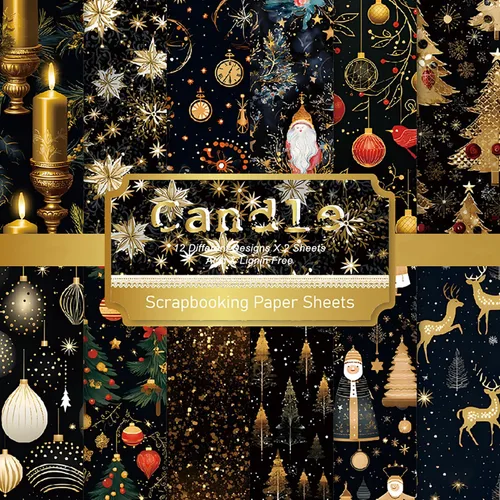 Miniatura 20 de YASMEN Bloc de papel para álbum de recortes de Navidad, 6 x 6 pulgadas, cartulina de una sola cara para hacer tarjetas, diarios, planificador