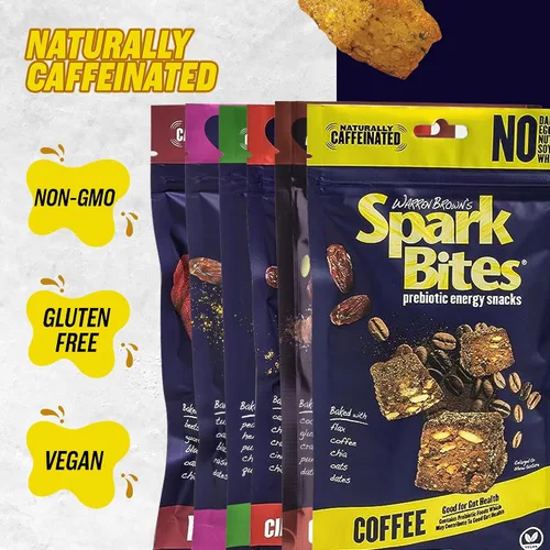 Miniatura 3 de SPARK BITES – Paquete variado de 6 (uno de cada sabor), sin alérgenos, a base de plantas, aperitivo energético saludable – Una liberación constante