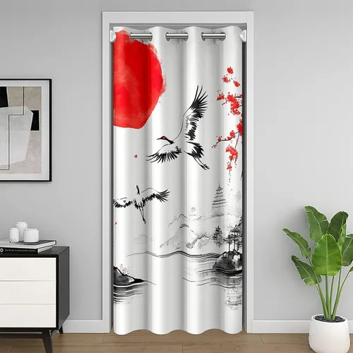 Miniatura 17 de Cortina de puerta de estilo japonés para privacidad de puerta, tratamiento de ventana japonés Ukiyoe para decoración del hogar, sala de estar, flor