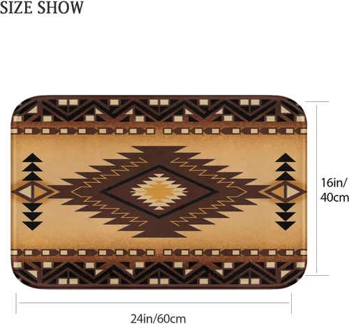 Miniatura 3 de Britimes Alfombra de baño para baño, alfombra de baño occidental antideslizante, cubierta decorativa del suroeste lavable, alfombra de piso de 16 x