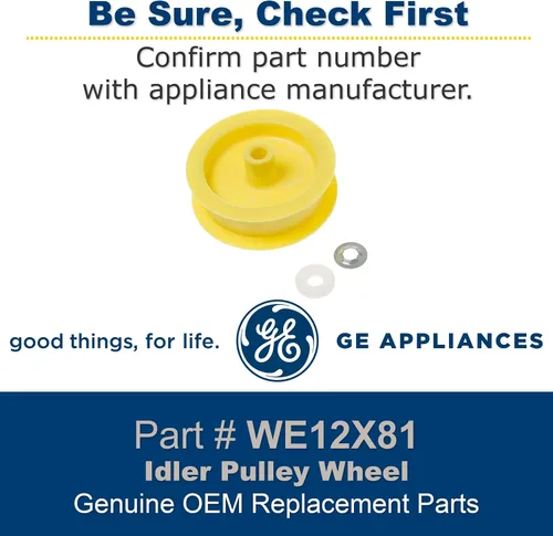 Miniatura 2 de GE WE12X81 Rueda tensora genuina OEM para secadores GE