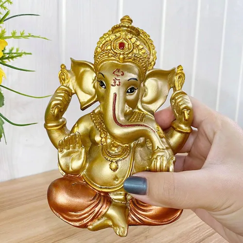 Miniatura 4 de alikiki Dios hindú Señor Ganesha Idol Estatua de Dios indio Ganesh Escultura India Templo Mandir Pooja Artículo Regalo de regreso de boda india Oro