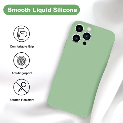 Miniatura 3 de ANDATE Funda para iPhone 13 Pro Max verde matcha, silicona líquida suave, cuerpo completo, a prueba de golpes, funda protectora con forro