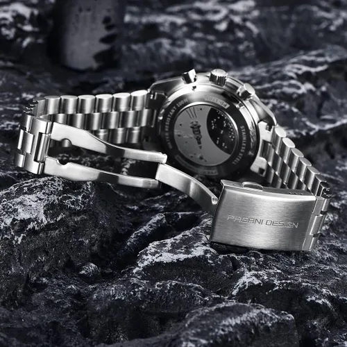 Miniatura 5 de Pagani Design 1701 Reloj de cuarzo para hombre, casual, esfera de acero inoxidable, reloj analógico automático, 328.1 ft, resistente al agua