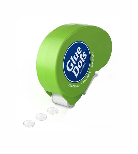 Glue Dots, Dispensador de puntos extraíbles Dot N' Go, de doble cara, 3/8", .38 pulgadas, 200 puntos, cinta adhesiva para manualidades, puntos de
