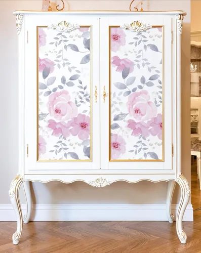 Miniatura 5 de Cohoo Home Papel de contacto floral para despegar y pegar, papel de contacto rosa con flores florales para gabinete, autoadhesivo, extraíble, papel