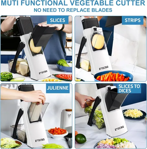 Miniatura 3 de (Todo en 1) Versión mejorada Cortadora de mandolina para cocina y mandolina ajustable. Cuchilla desmontable, cortador de verduras de cocina, corte
