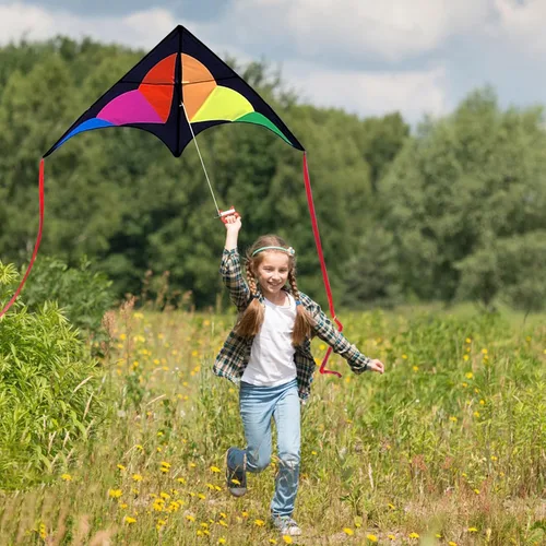Miniatura 3 de Large Rainbow Delta Kite for Kids & Adults,Single Line Beach Kite for Kids Ages 4-8 & 8-12,Easy to Fly for Toddlers and Beginners