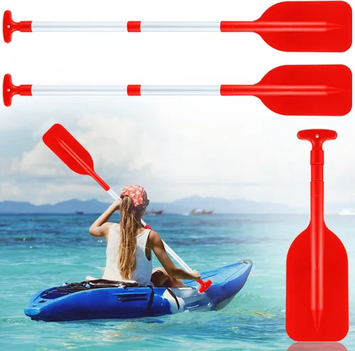 Tradder 2 remos telescópicos plegables para kayak, remo de 21.3 a 41.7 pulgadas, remo de plástico de aluminio, remo de longitud ajustable para Rojo