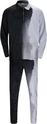 Miniatura 2 de Conjunto deportivo de 2 piezas para hombre, con cremallera, camiseta polo y pantalones a rayas, informal, para gimnasio, atletismo, ropa deportiva