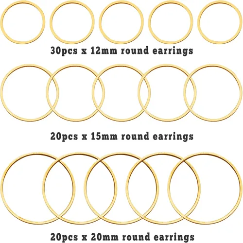 Miniatura 2 de 70 aros de cuentas para hacer joyas, aretes de aro, accesorios circulares de bisel abierto, marco colgante para manualidades, collar de aretes, Oro K