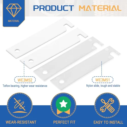 Miniatura 5 de WE3M51 WE3M52 Kit de reemplazo de rodamiento de tambor de teflón y nylon para secadora, deslizamiento del rodamiento del tambor y deslizamiento