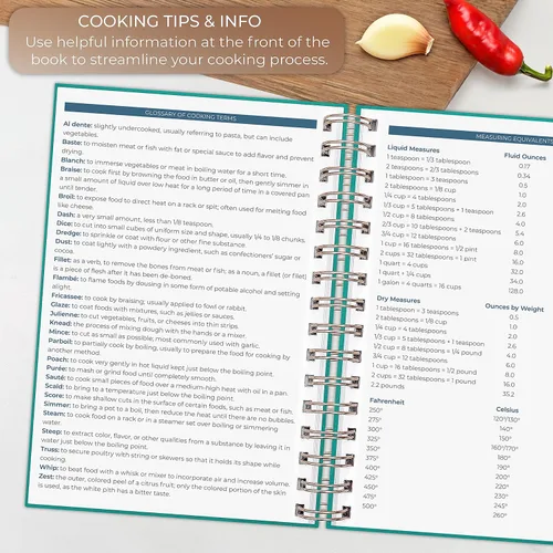 Miniatura 6 de Clever Fox Libro de recetas en espiral, haz tu propio libro de cocina familiar, organizador de cuadernos de recetas en blanco, diario de cocina
