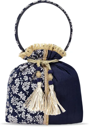 Miniatura 8 de Aheli Bolso de mano de seda bordada de diseño étnico para mujer (P24)