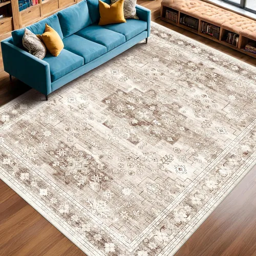 Miniatura 86 de Alfombra Boho Negra para Sala de Estar - Alfombra de Área Lavable de 10x14 Pies, Alfombras de Comedor para Debajo de la Mesa, Alfombra Suave de Pelo