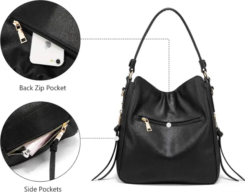 Miniatura 5 de Realer Bolsos Hobo para mujer, de piel sintética, bolso grande con borla