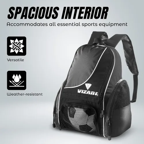 Miniatura 7 de Mochila de fútbol Solano de Vizari con compartimento para balón, bolsillo ventilado para balón y bolsillos de carga laterales de malla para adultos