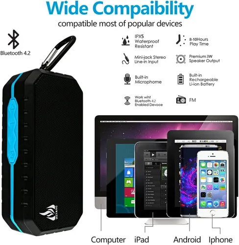 Miniatura 2 de WEYANG Altavoz Bluetooth portátil,Altavoz inalámbrico impermeable IP65,Altavoces Bluetooth al aire libre inalámbricos,Bluetooth 5.0,Construido