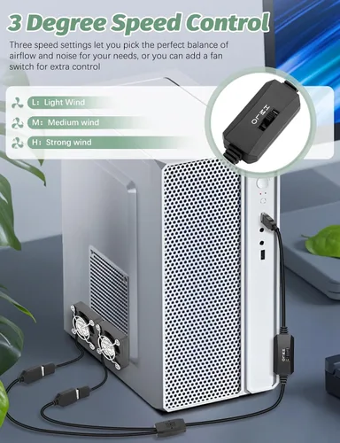 Miniatura 4 de Ventilador USB de 1.575 pulgadas, 2 unidades, mini ventilador de refrigeración sin escobillas de 5 V para PC, computadora, PlayStation Xbox, router