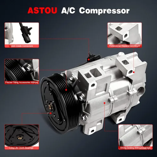 Miniatura 4 de CO 10886C ASTOU - Compresor A/C de 2.5 L compatible con 2007 2008 2009 2010 2011 2012 para Nissan Altima para Sentra Compresor de aire acondicionado