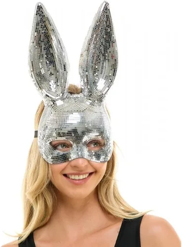 Máscara de conejo, máscara de conejo, máscara de conejo VIP, máscara de animal, espejo de discoteca, media máscara de cristal, fiesta de cumpleaños,