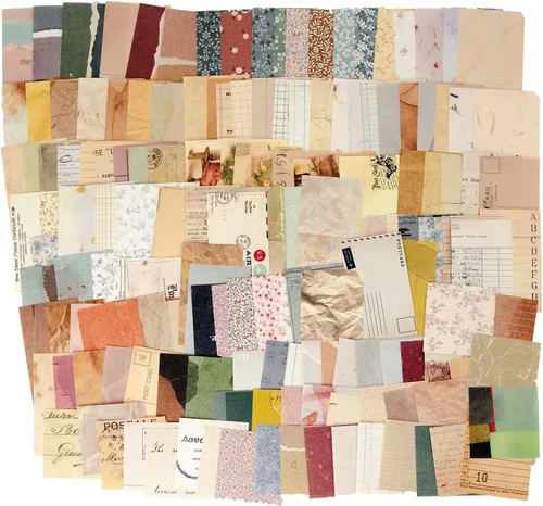 Paquete de 360 hojas de papel de álbum de recortes vintage, suministros de diario estético retro para manualidades de bricolaje, diario basura,