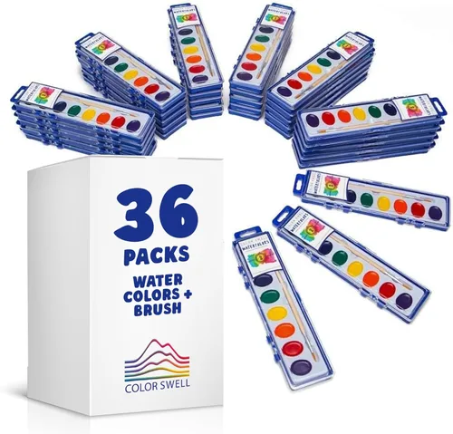 Miniatura 11 de Color Swell Acuarelas de 8 colores a granel con pinceles de madera - 4 paquetes