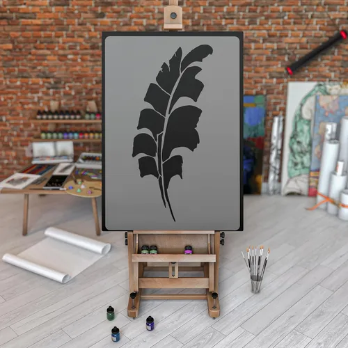 Miniatura 2 de NAKLEO Plantilla de pared de plástico reutilizable - 59x95cm / 23" x 37" - Hoja de plátano tropical - Patrón de papel tapiz grande pintura DIY arte