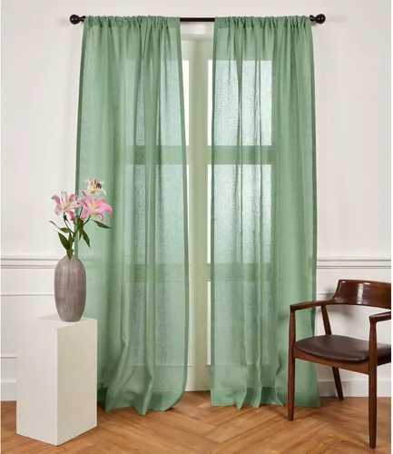 Miniatura 3 de Solino Home - Cortinas de lino de lino europeo de 108 pulgadas de largo, 100% lino puro verde álamo, 52 x 108 pulgadas de largo, cortinas de ventana