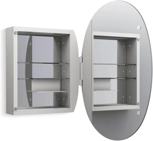 Miniatura 38 de Kohler 35573-BNL Verdera® - Espejo de gabinete de medicina enmarcado, diseño cápsula, interior espejado, gabinete de baño, estantes de vidrio