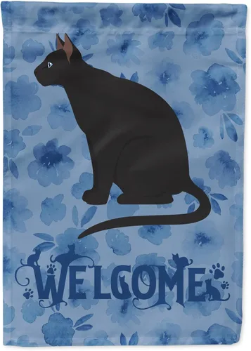 Miniatura 20 de Caroline's Treasures CK5047CHF Ojos Azules - Bandera de bienvenida con diseño de gato para casa de porche, grande, para colgar en la pared