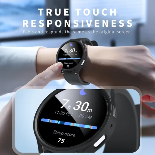 Miniatura 5 de JZK Juego de 6+6 fundas para Samsung Galaxy Watch 6 de 40 mm, protector de pantalla de PC duro impermeable + parachoques delgado de vidrio templado