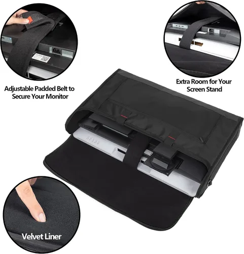 Miniatura 2 de Trunab Estuche de transporte para monitor de 24 a 27 pulgadas, bolsa de viaje acolchada con capacidad para hasta 2 pantallas LCD/televisores,