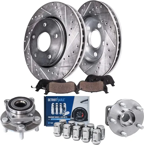 Miniatura 15 de Detroit Axle - Kit de frenos para Jeep Grand Cherokee 99-04 1999 2000 2001 2002 2003 2004 Rotores de freno de disco perforados y ranurados Pastillas