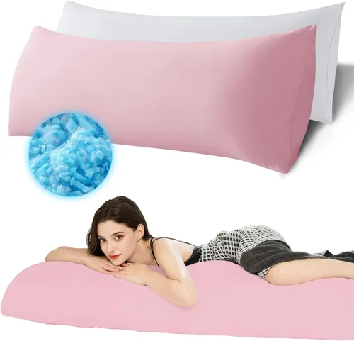 Miniatura 15 de Ubauba Almohada corporal de espuma viscoelástica, almohadas de cuerpo grande para adultos, almohadas largas firmes y esponjosas para dormir