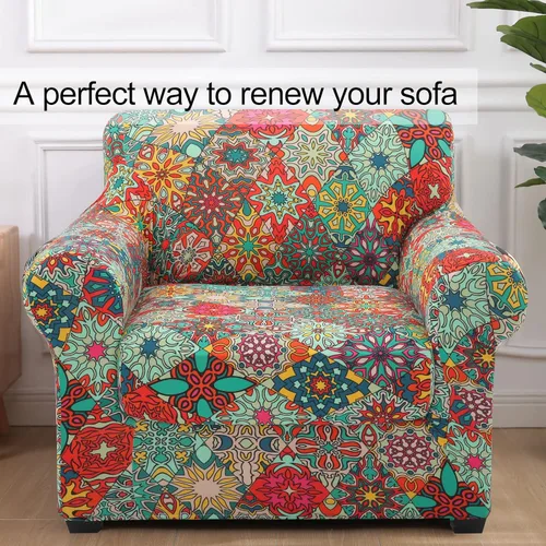 Miniatura 7 de hyha Fundas de sofá, fundas para silla/sofá, estampado floral, elásticas, estampadas, 2 piezas, funda para cojín separado de sofá, protector de Rojo