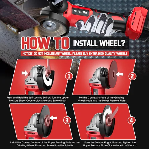 Miniatura 6 de MtiolHig Amoladora angular inalámbrica compatible con batería Milwaukee de 18 V: herramienta amoladora sin escobillas, amoladora angular pequeña