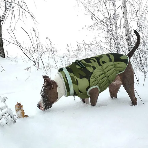 Miniatura 6 de Lelepet Abrigo cálido para perro, abrigo de invierno para perro, chaqueta impermeable para perros con arnés incorporado, chaleco reflectante