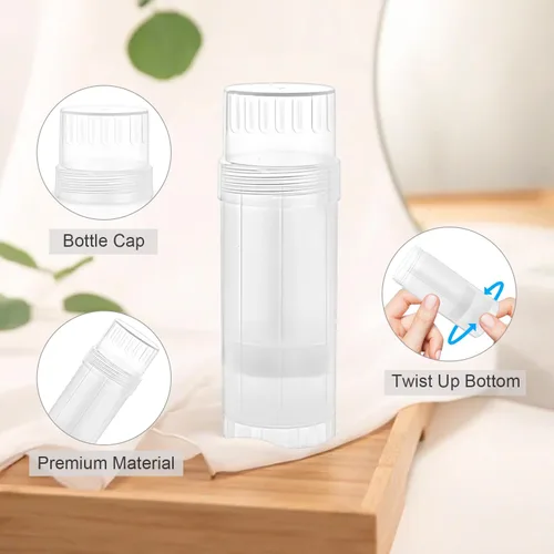 Miniatura 3 de 12 recipientes vacíos de desodorante de 2.0 fl oz/2 oz para barra de lápiz labial, lápiz labial, barra de protección solar, translúcido