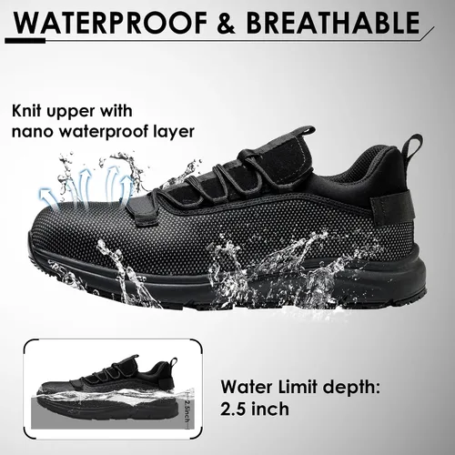 Miniatura 3 de ulogu Zapatos deportivos antideslizantes con punta de acero para hombre, impermeables, ligeros, cómodos, indestruables, de seguridad, para trabajo