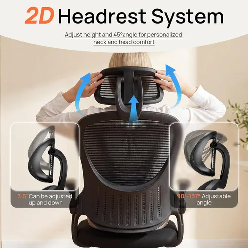 Miniatura 6 de Silla de escritorio de oficina, silla de trabajo ergonómica de malla con respaldo alto, silla de trabajo para oficina en casa, silla de escritorio