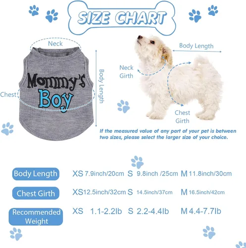 Miniatura 2 de Sadnyy Paquete de 6 Camisetas de Invierno para Perro Macho, Ropa para Mascotas, Camiseta sin Mangas para Gatito, Camisetas con Letras para Perros