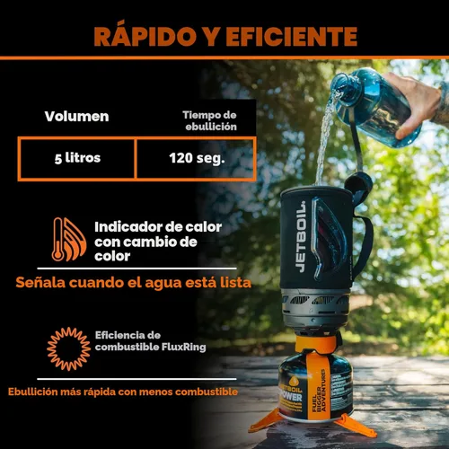 Miniatura 4 de Jetboil Estufa portátil de ebullición rápida para acampar y mochilero con encendido automático de 1 paso, quemador de propano/isobutano con taza