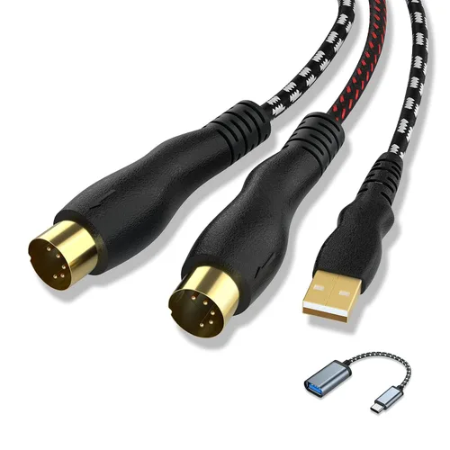 Miniatura 7 de Cable MIDI, cable de interfaz MIDI a tipo C de 4.5 pies, interfaz MIDI de entrada/salida a adaptador de cable tipo C con indicador para teclado