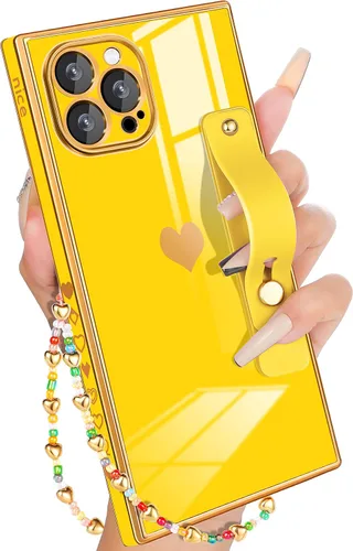 Miniatura 9 de Petitian Funda para iPhone 13 Pro Max con Soporte/Cordón, Lujosa y Linda para Mujeres y Niñas con Corazón Electrochapado, Fundas de Teléfono de Negro
